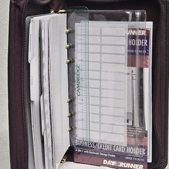 Cambridge Day Planner 90s New Ruler Card Holder Calendar Note Book Maroon - Picture 7 of 15